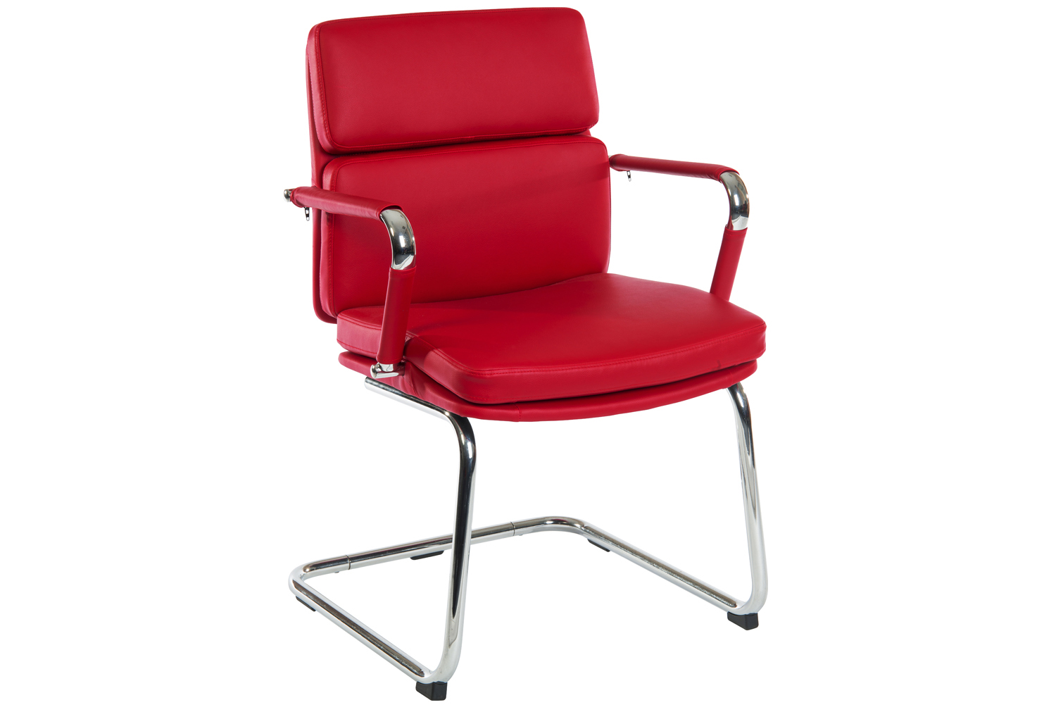 Crowne Leather Faced Visitor Office Chair (Red), Red