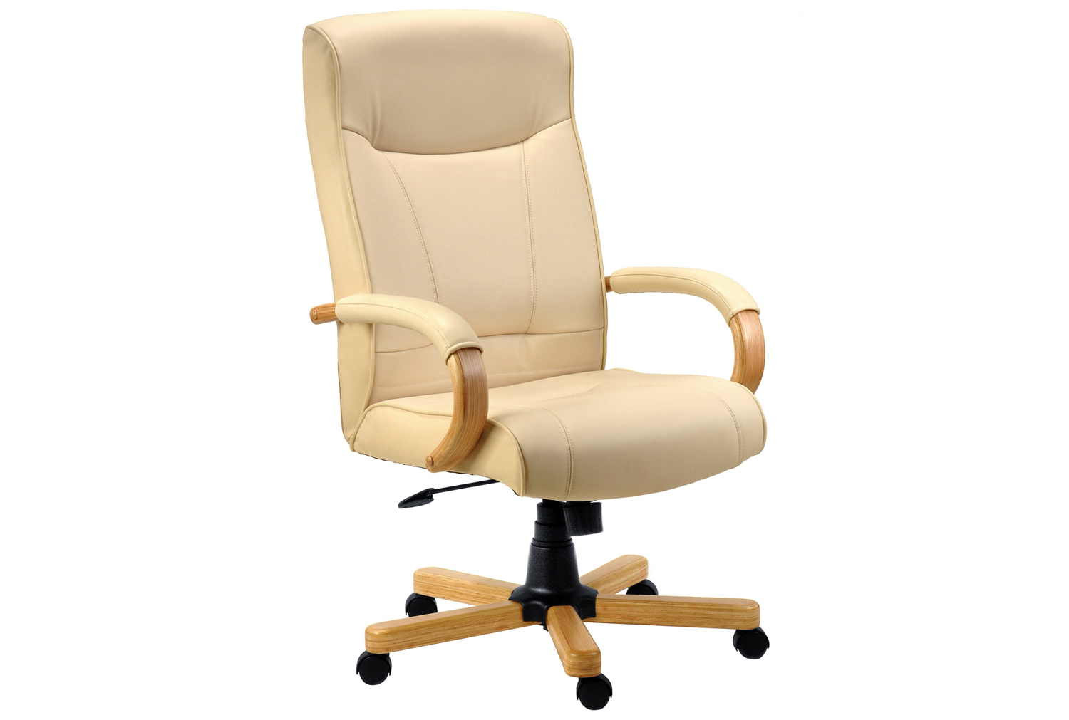 Knightsbridge Leather Faced Executive Office Chair Oak/Cream, Fully Installed