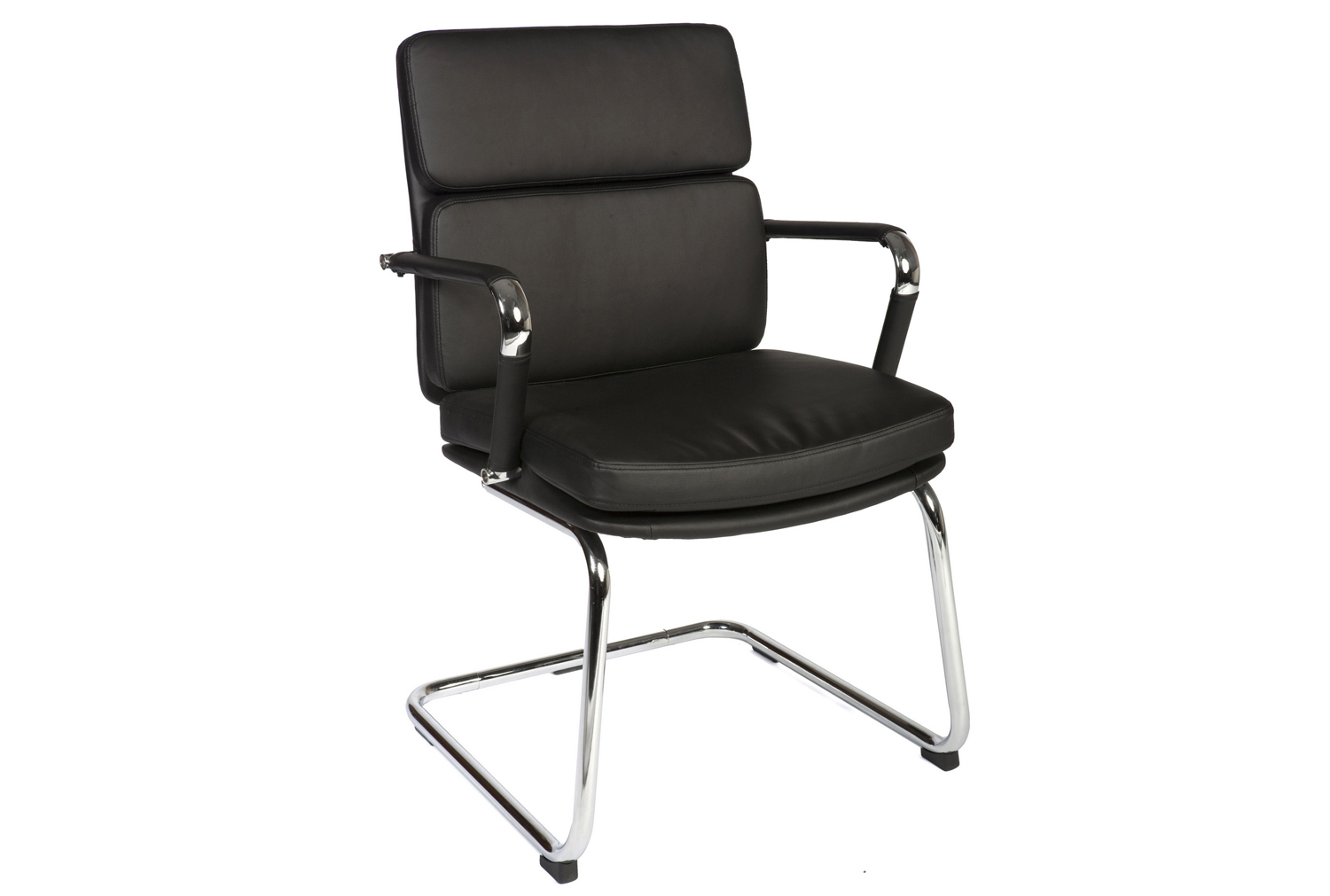 Crowne Leather Faced Visitor Office Chair (Black), Black
