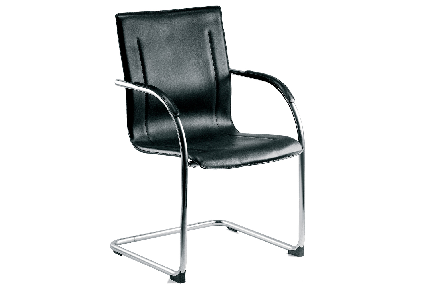 Guest Leather Faced Visitor Office Chair (Single), Black