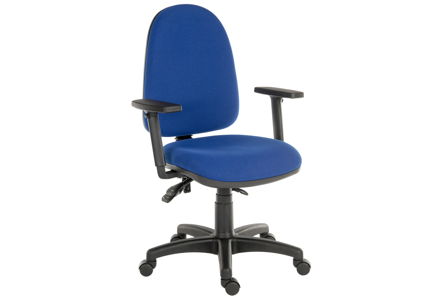 Ergo Trio Operator Office Chair With Arms, Adjustable Arms, Blue