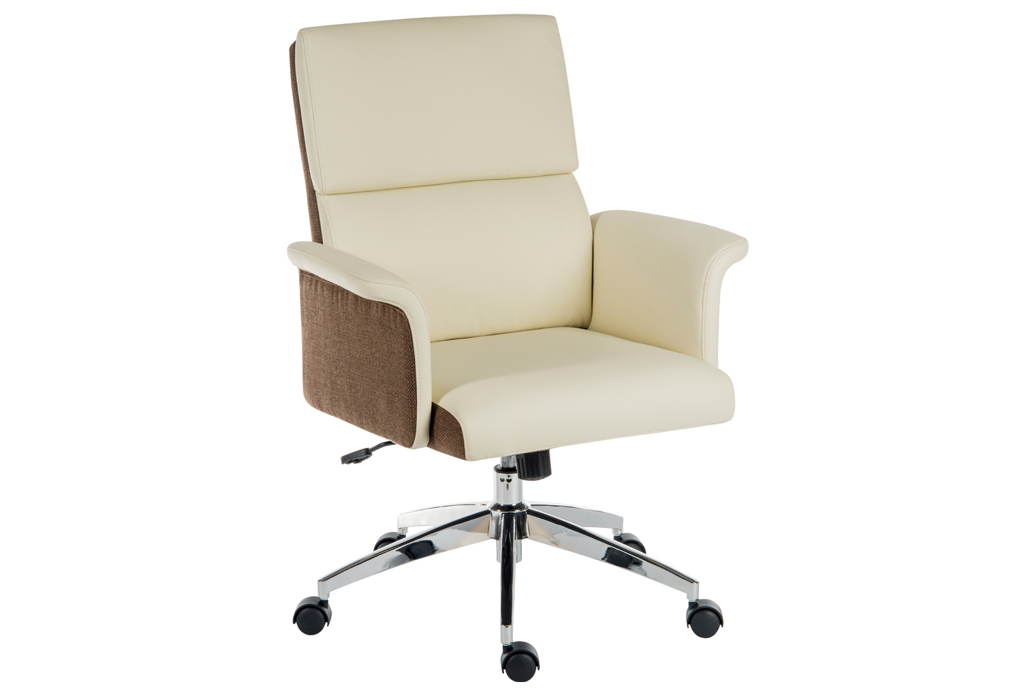 Panache Medium Back Executive Leather Look Office Chair Cream, Fully Installed