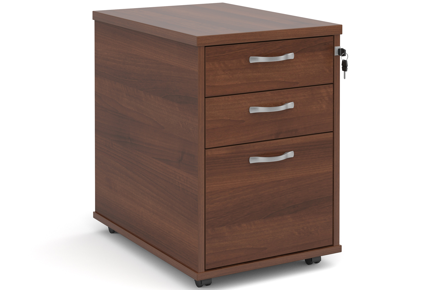 All Walnut Tall Mobile 3 Drawer Pedestal, Express Delivery