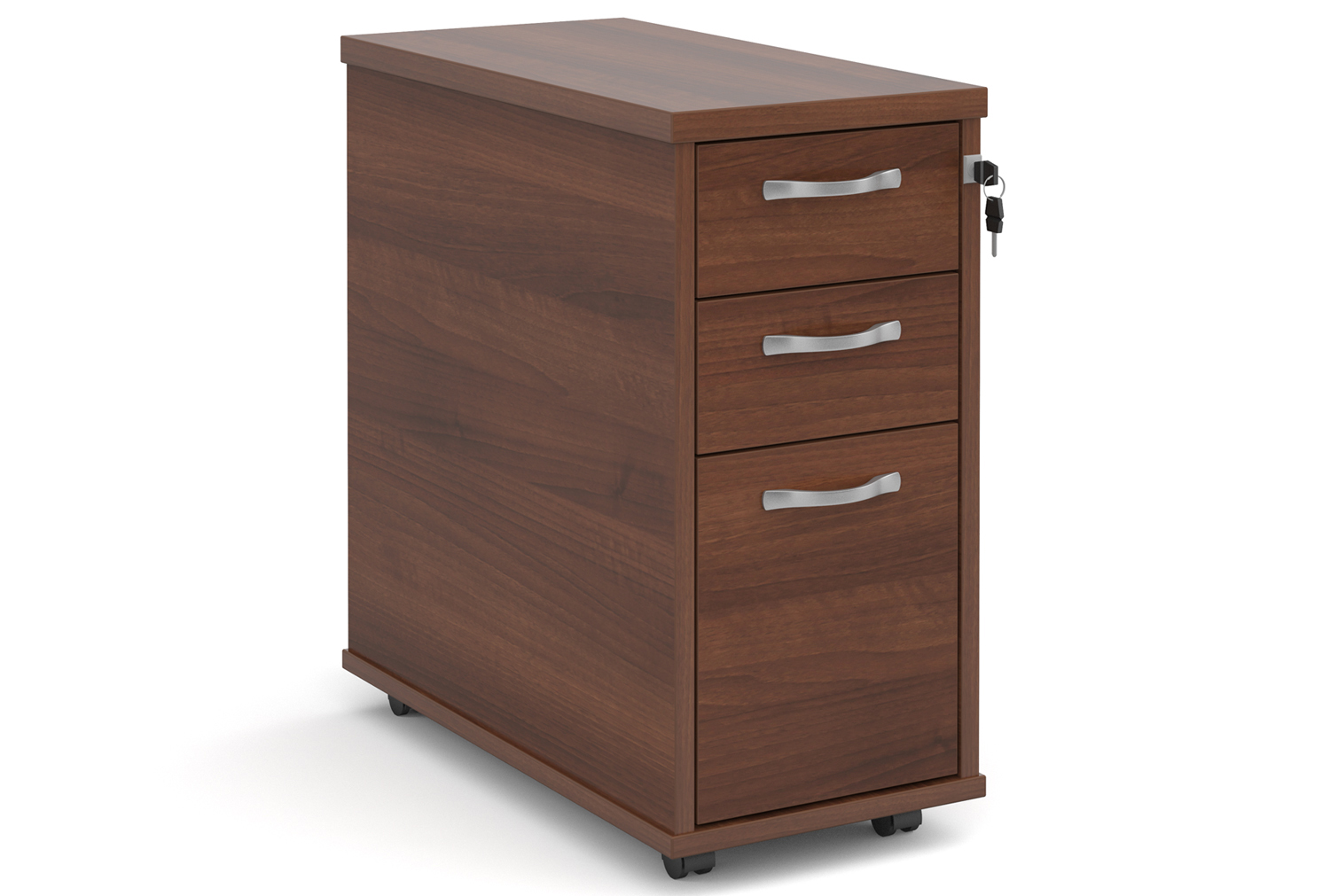 Tully Tall Slimline Mobile Pedestal, Walnut, Express Delivery