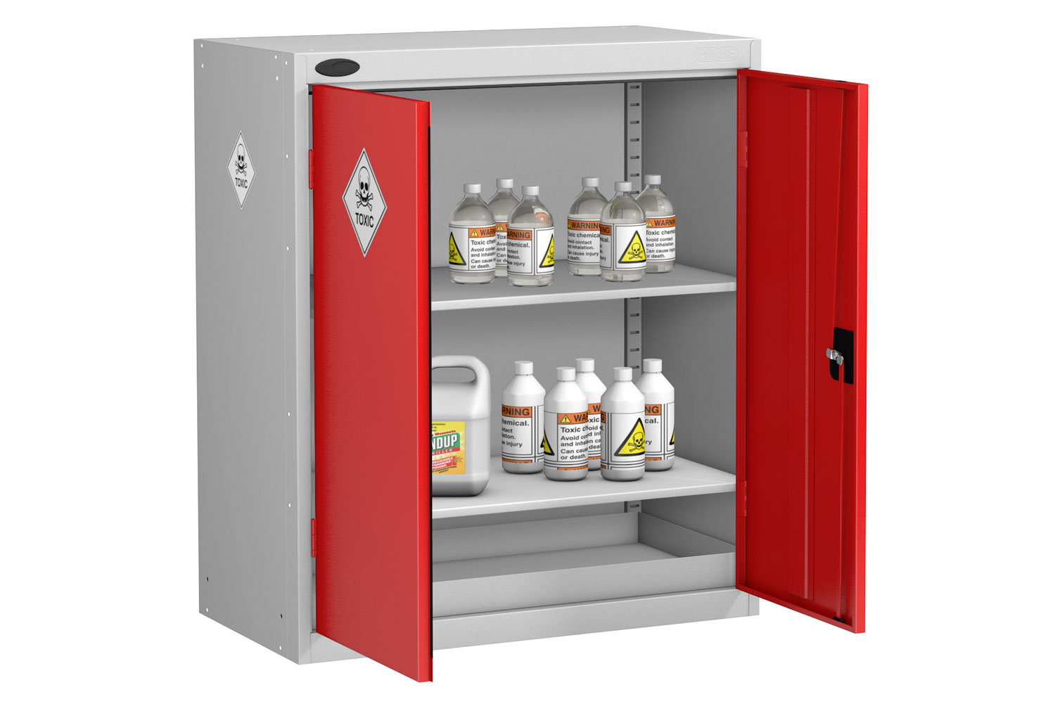 Probe Toxic & Pesticide Storage Office Cupboards, 2 Shelf - 92wx46dx102h (cm), Red