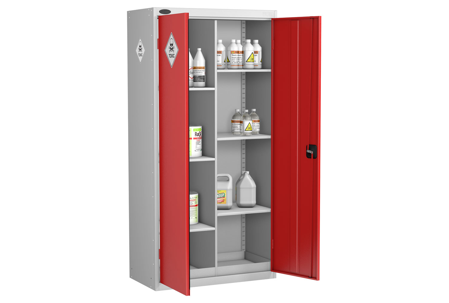 Probe Toxic & Pesticide 8 Compartment Office Cupboards, Hasp Lock, Red
