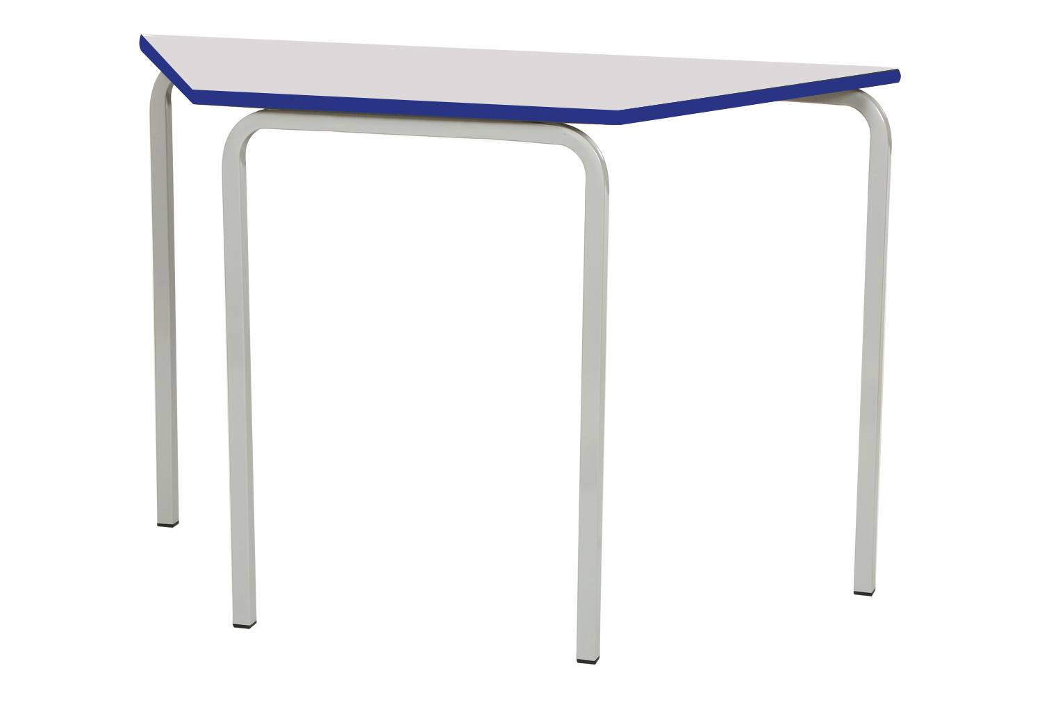 Qty 4 - Educate Crush Bent Trapezoidal Classroom Table 4-5 Years (PU Edge), 110wx55dx53h (cm), Light Grey Frame, Light Grey Top