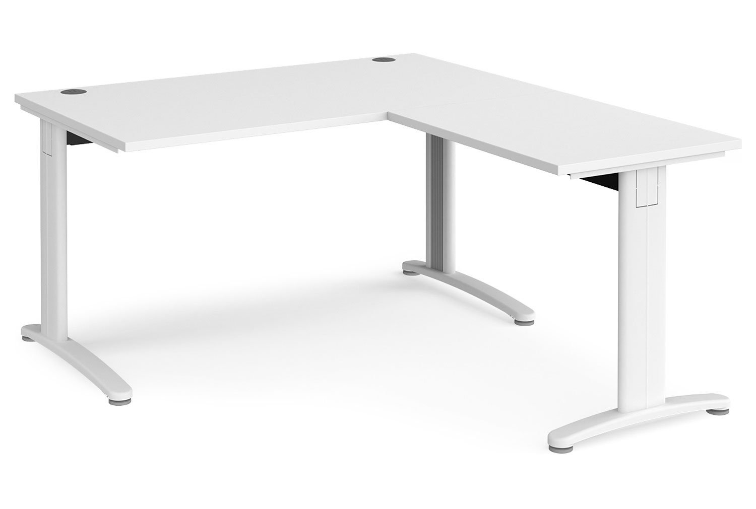 Trinity Single Office Desk With Return, 140wx160dx73h (cm), White Frame, White