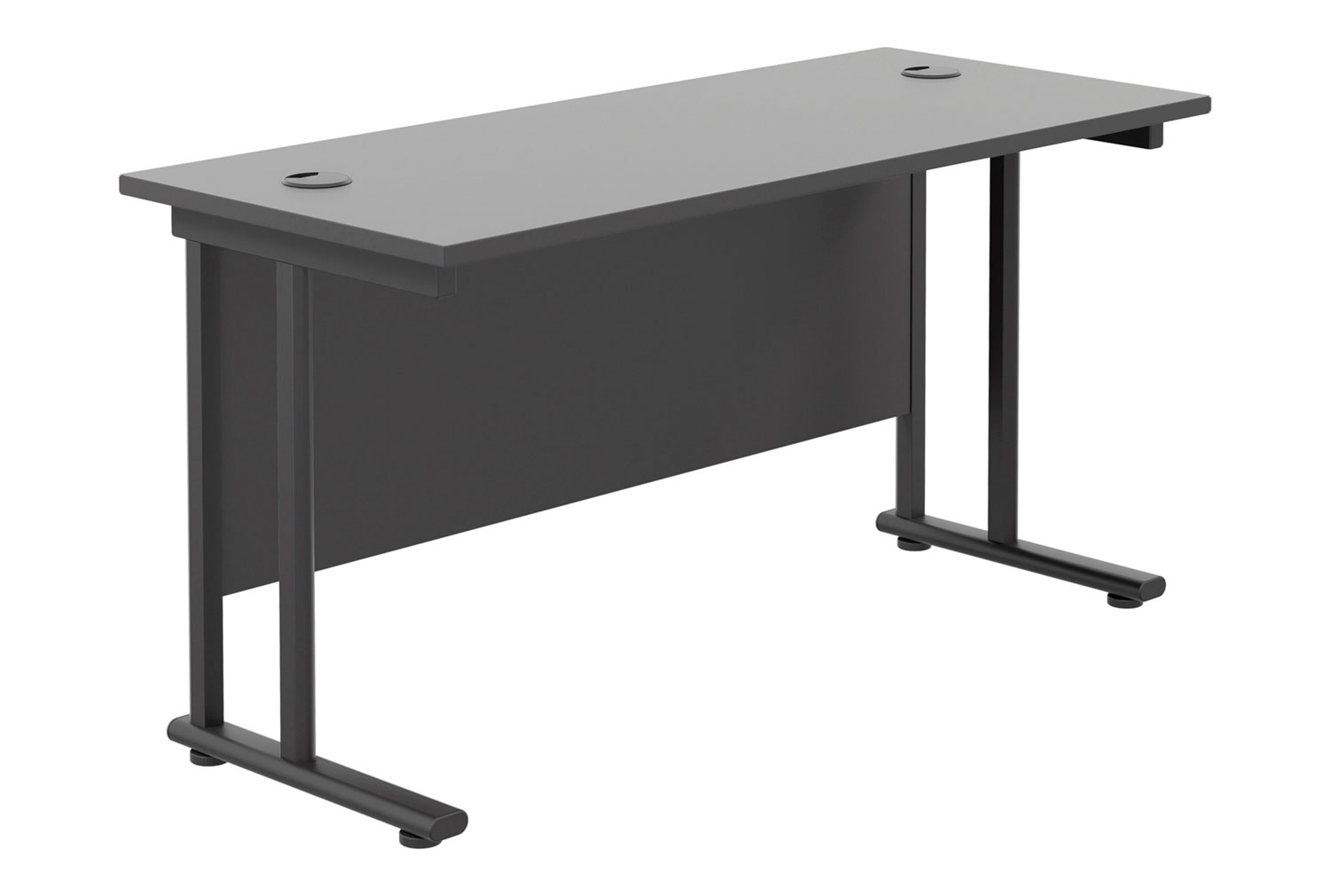 All Black Double C-Leg Narrow Rectangular Office Desk, 120w60dx73h (cm), Fully Installed