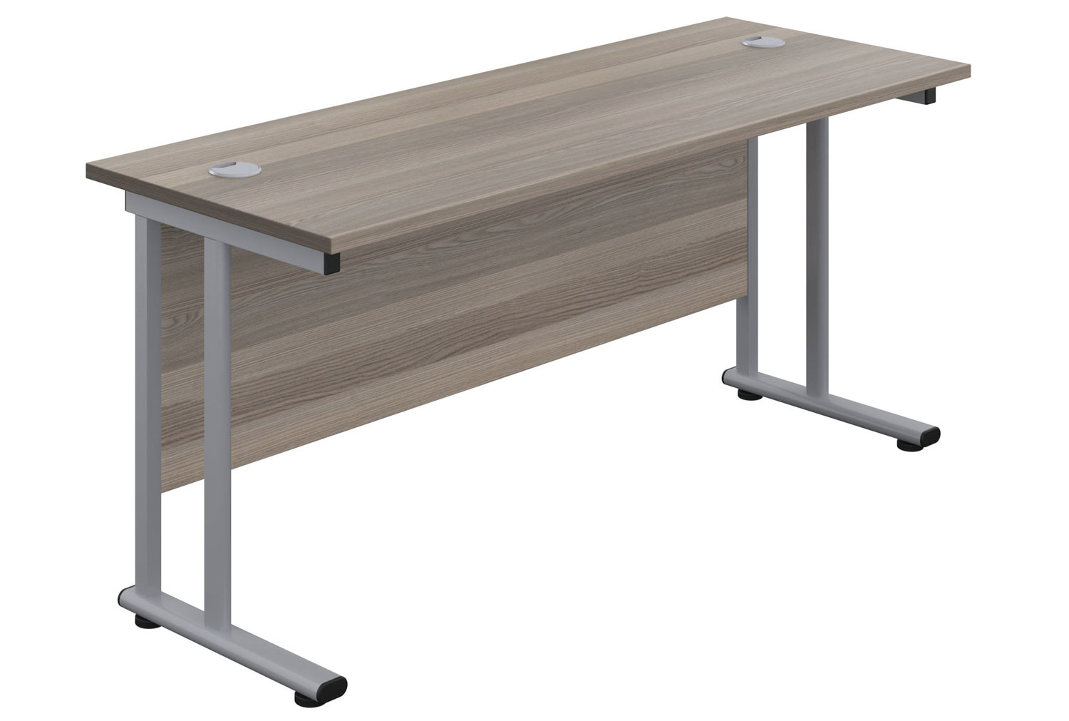 Impulse Narrow Rectangular Office Desk, 120wx60dx73h (cm), Silver Frame, Grey Oak