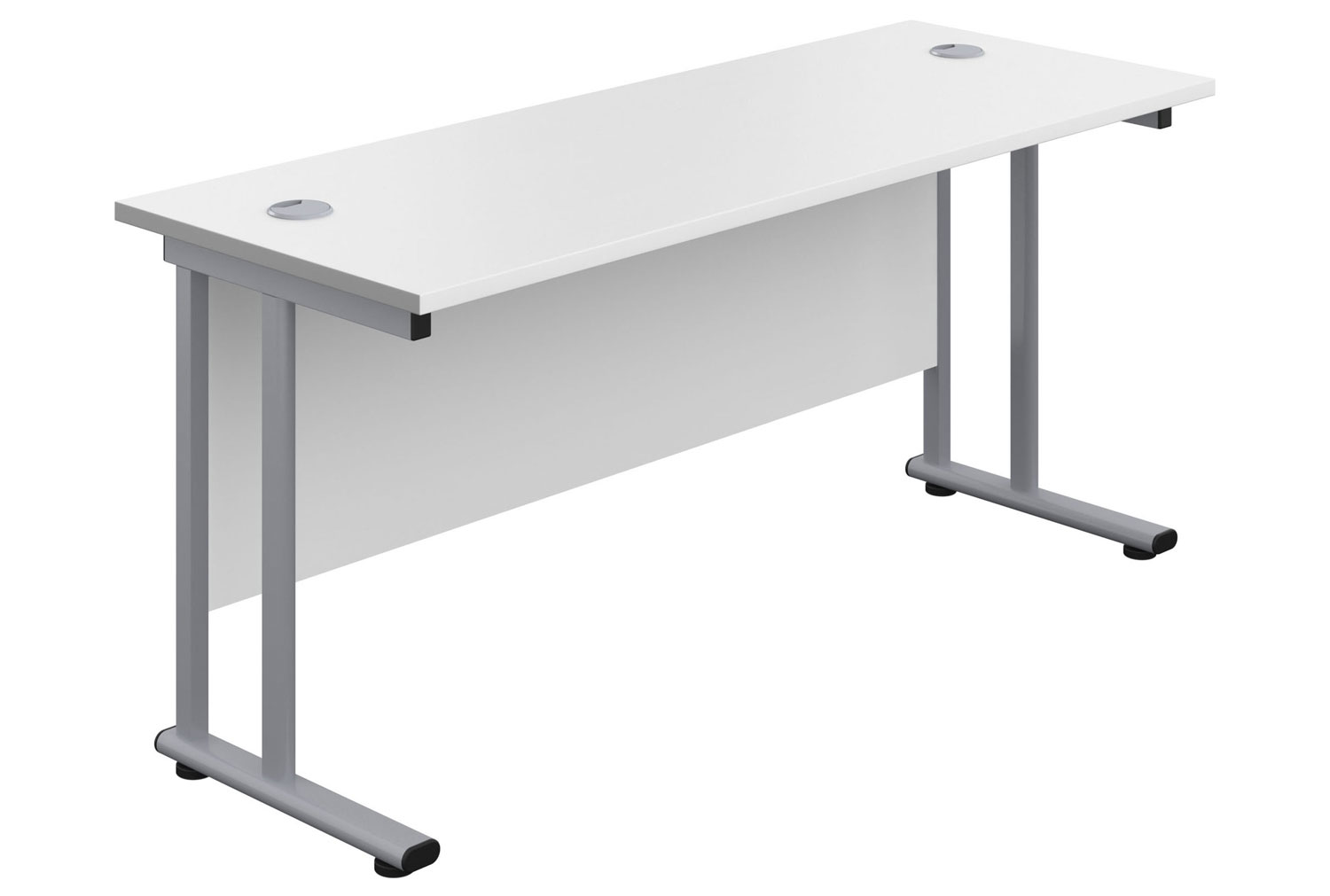 Impulse Narrow Rectangular Office Desk, 120wx60dx73h (cm), Silver Frame, White