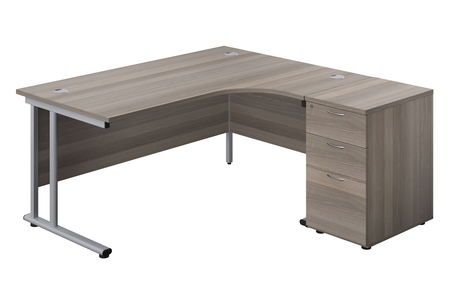 Progress II Office Desk Bundle Deal 4, 160wx80dx73h (cm), Silver Frame, Grey Oak