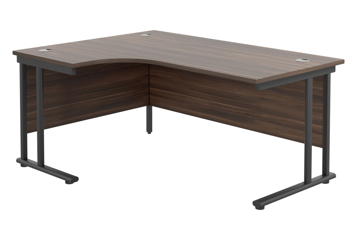 Impulse Left Hand Ergonomic Office Desk, 180wx120/80dx73h (cm), Black Frame, Dark Walnut
