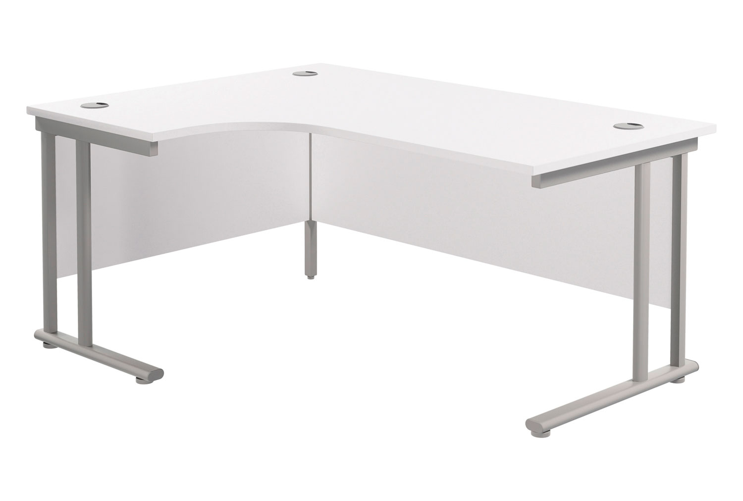 Progress II Left Hand Ergonomic Office Desk, 160wx120/80dx73h (cm), Silver Frame, White, Express Delivery