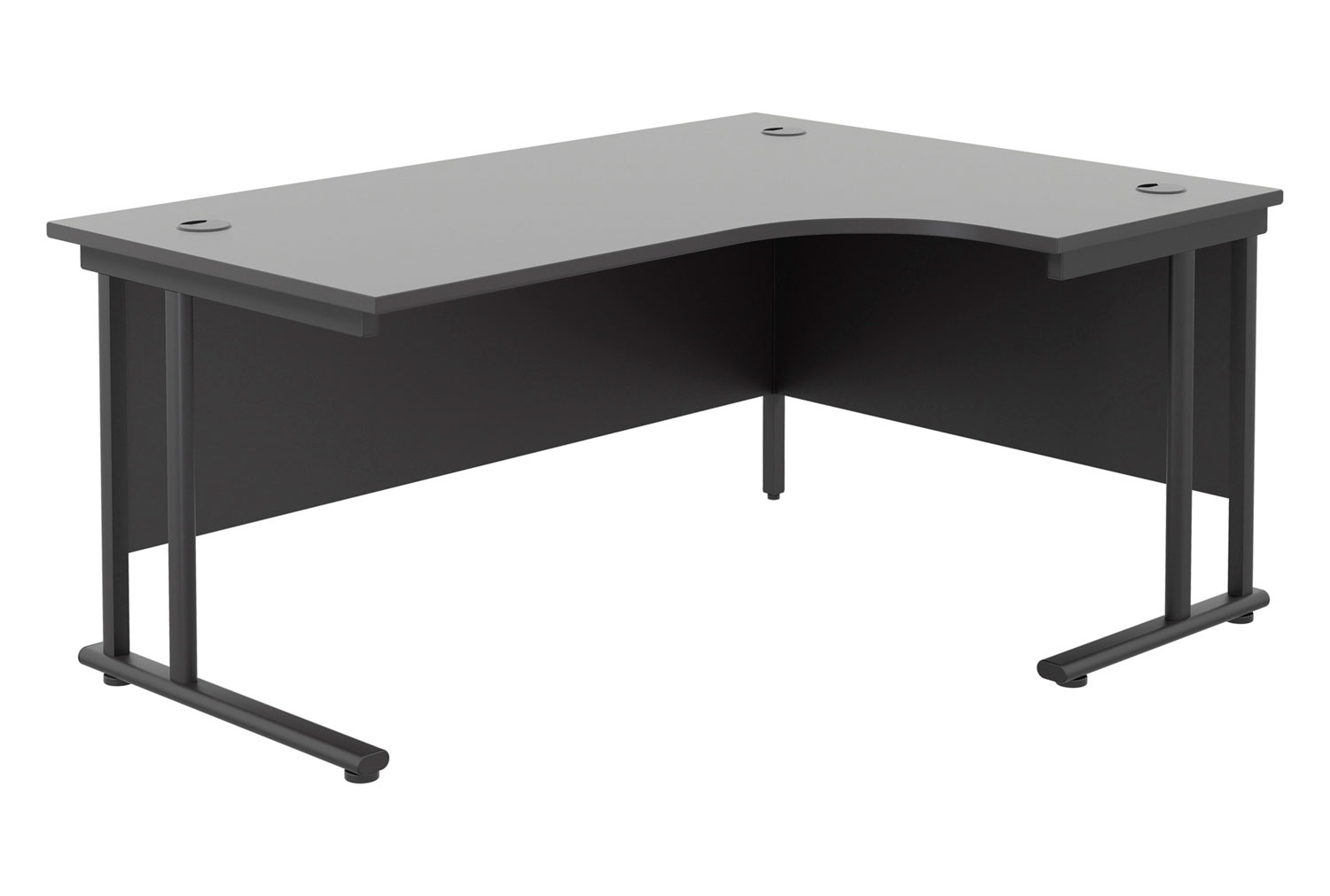 All Black Double C-Leg Right Hand Ergonomic Office Desk, 160wx120/80dx73h (cm), Fully Installed