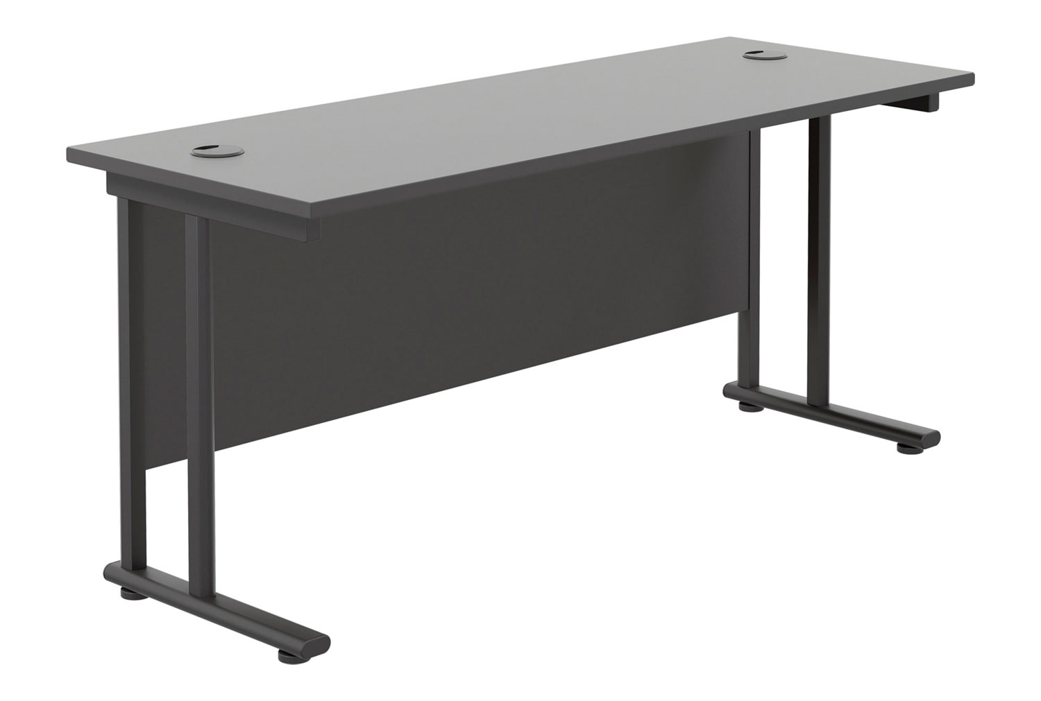 All Black Double C-Leg Narrow Rectangular Office Desk, 180wx60dx73h (cm), Express Delivery