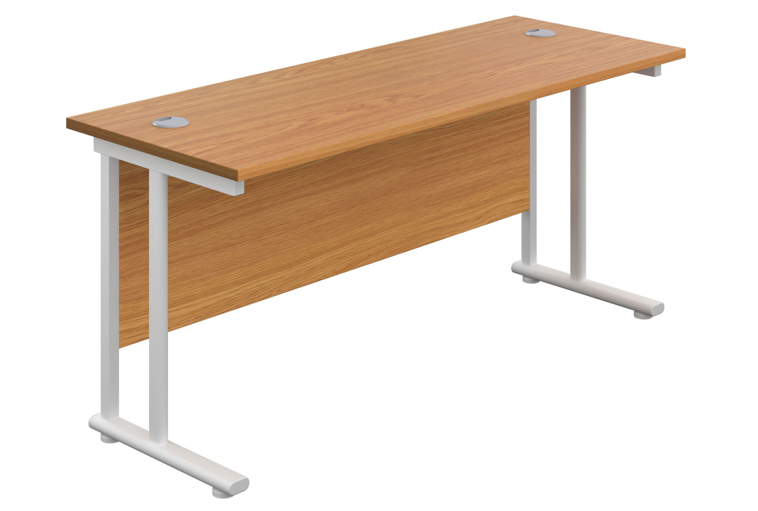 Impulse Narrow Rectangular Office Desk, 180wx60dx73h (cm), White Frame, Nova Oak