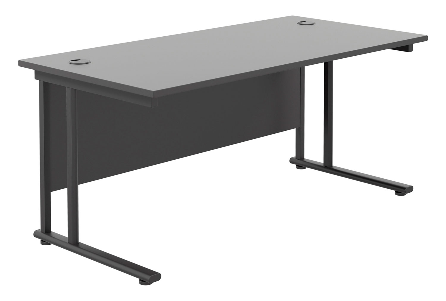 All Black Double C-Leg Rectangular Office Desk, 180wx80dx73h (cm), Fully Installed