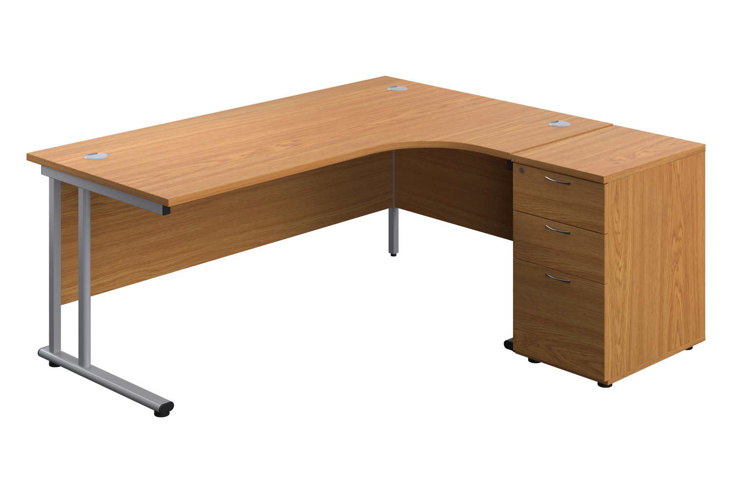 Progress II Office Desk Bundle Deal 4, 180wx80dx73h (cm), Silver Frame, Nova Oak