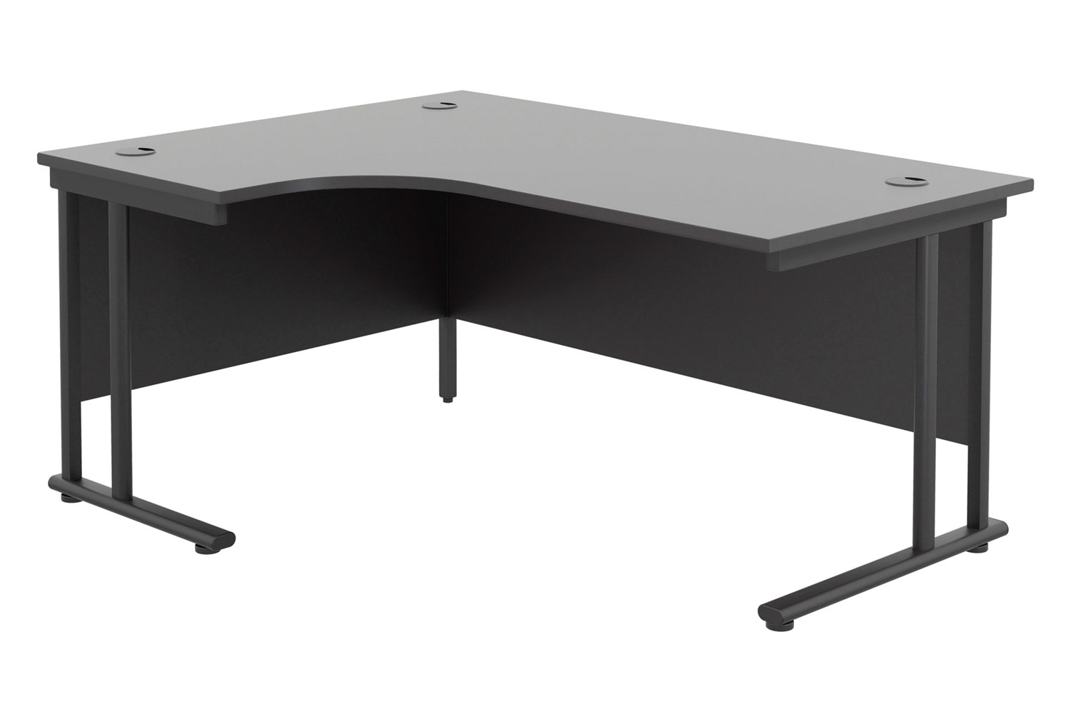 All Black Double C-Leg Left Hand Ergonomic Office Desk, 180wx120/80dx73h (cm), Express Delivery