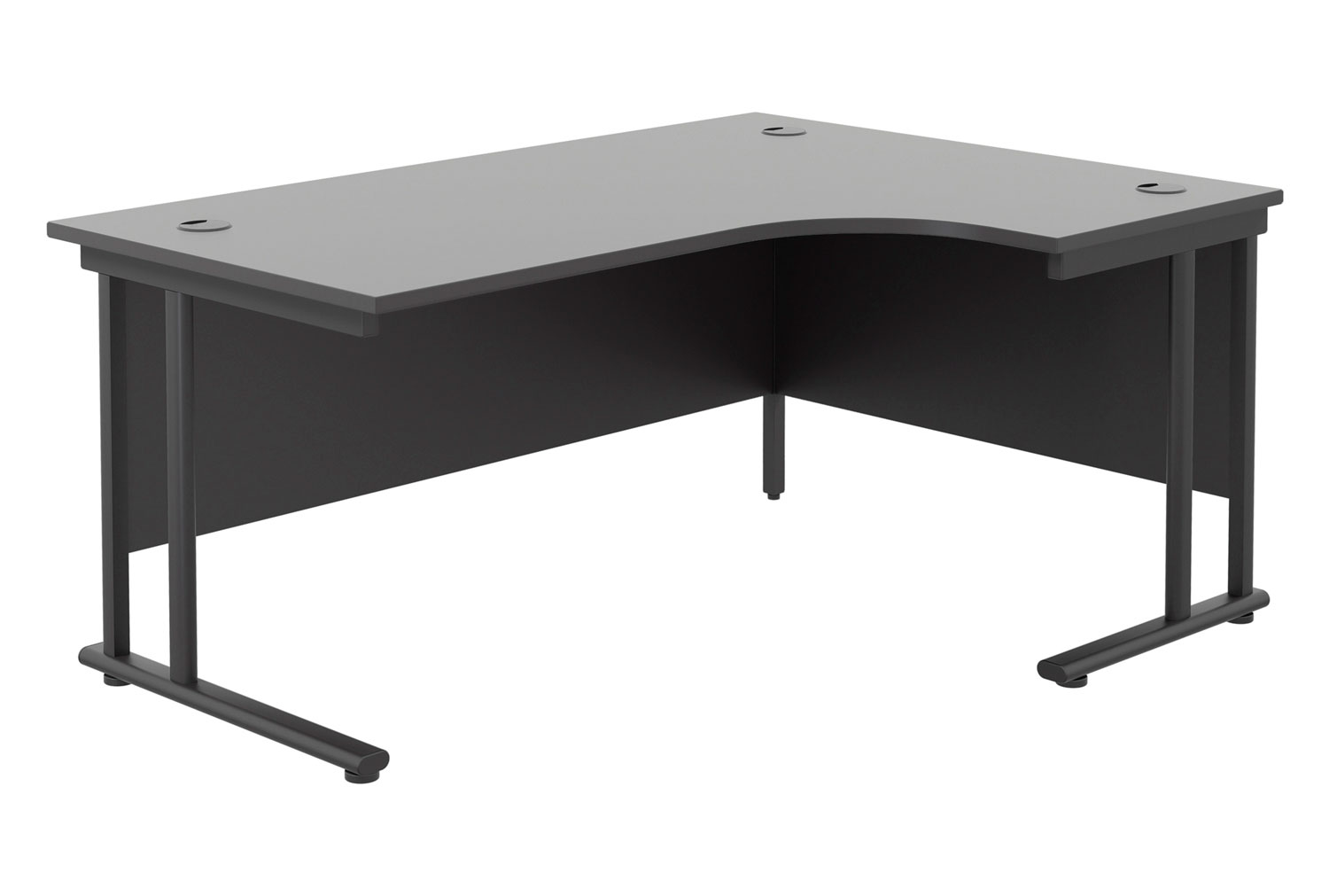 All Black Double C-Leg Right Hand Ergonomic Office Desk, 180wx120/80dx73h (cm), Fully Installed