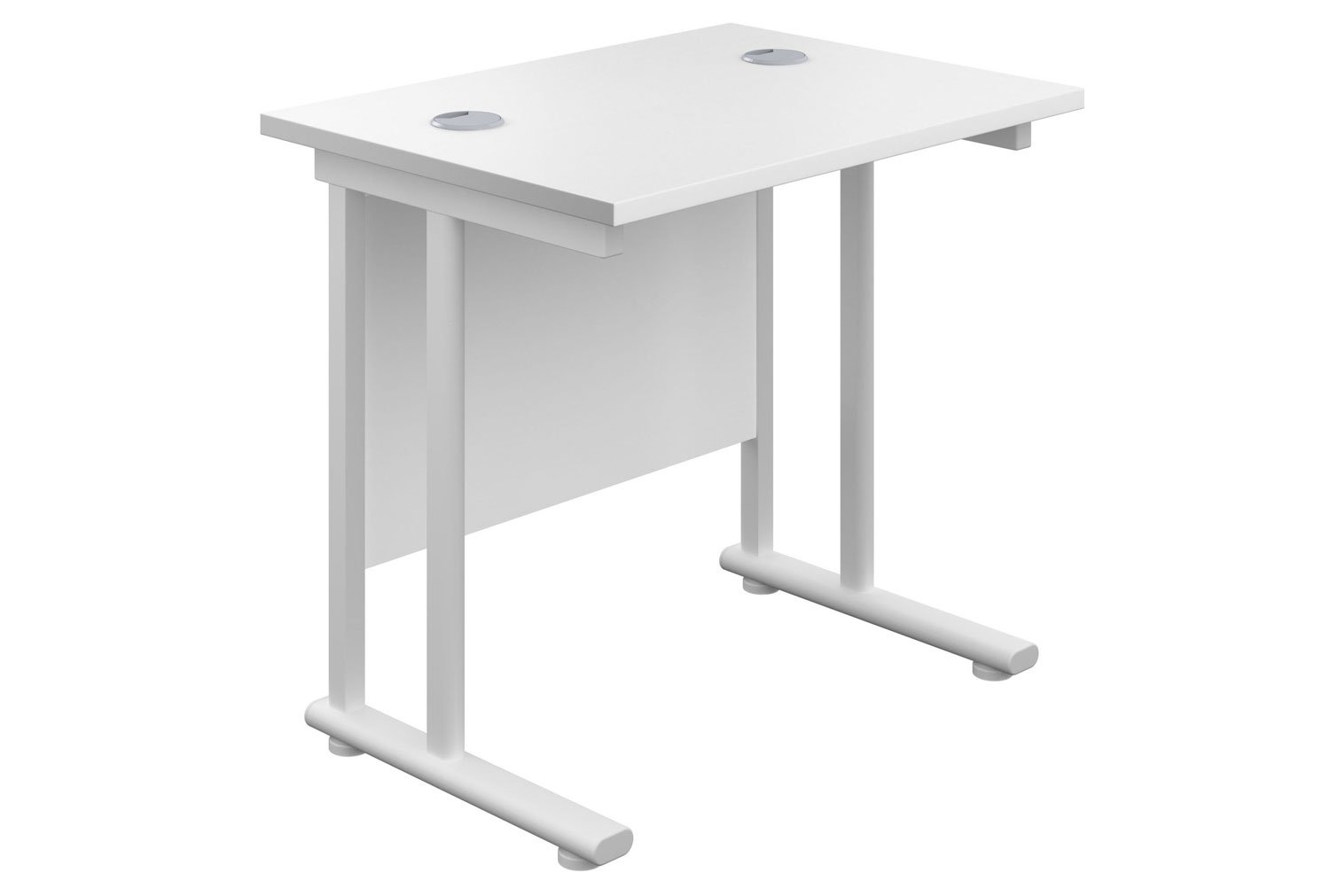 Impulse Narrow Rectangular Office Desk, 80wx60dx73h (cm), White Frame, White