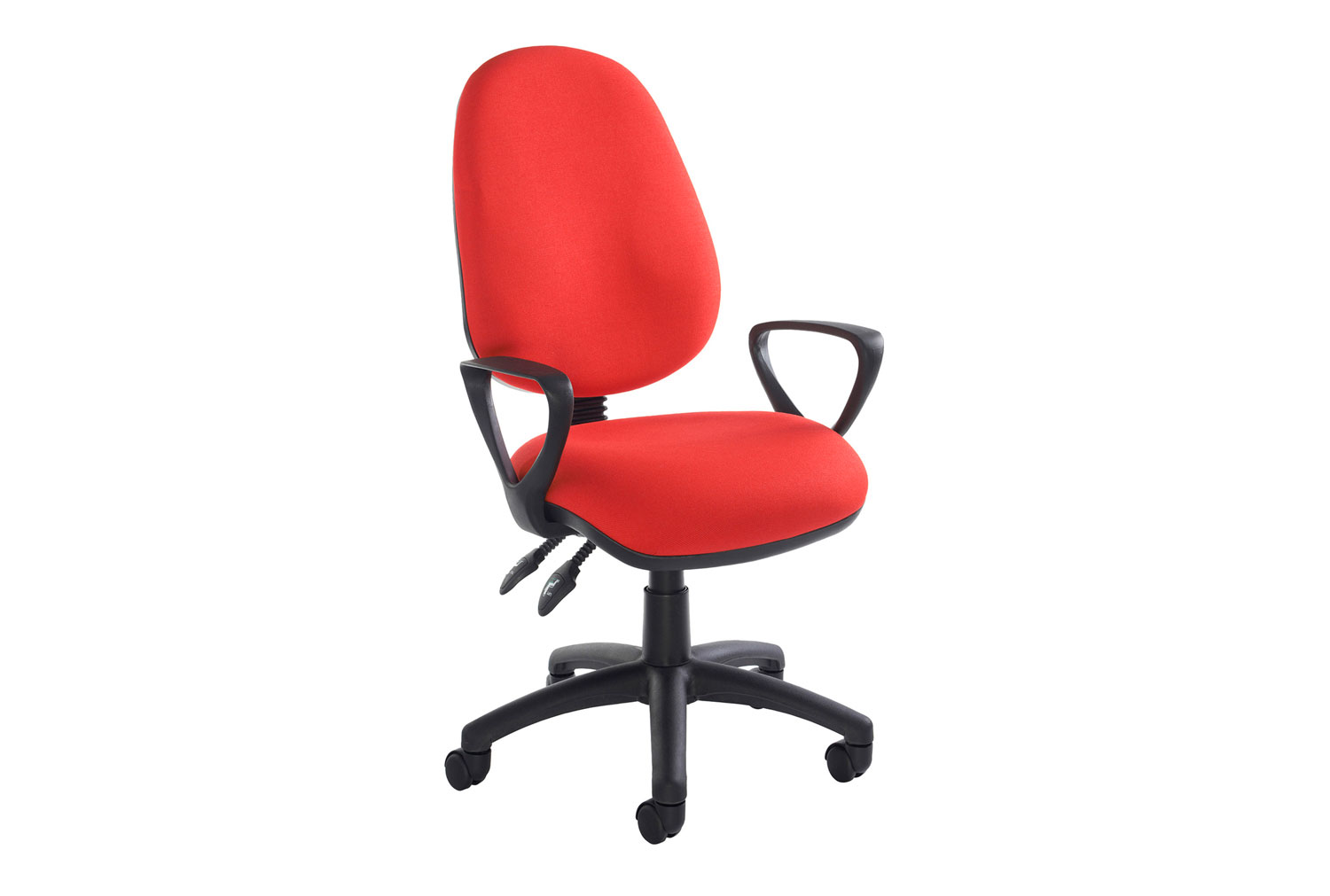 Full Lumbar 2 Lever Operator Office Chair With Fixed Arms, Red, Express Delivery