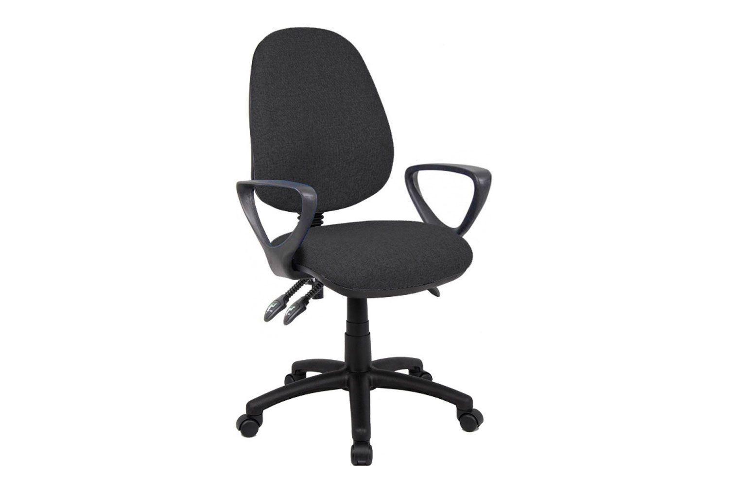 Kendall 3 Lever High Back Operator Office Chair, Fixed Arms, Black, Express Delivery