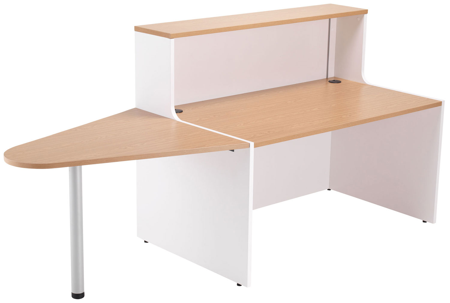 Progress Reception Desk With Extension, 240wx80dx74/117h (cm), White Panel, Oak Top