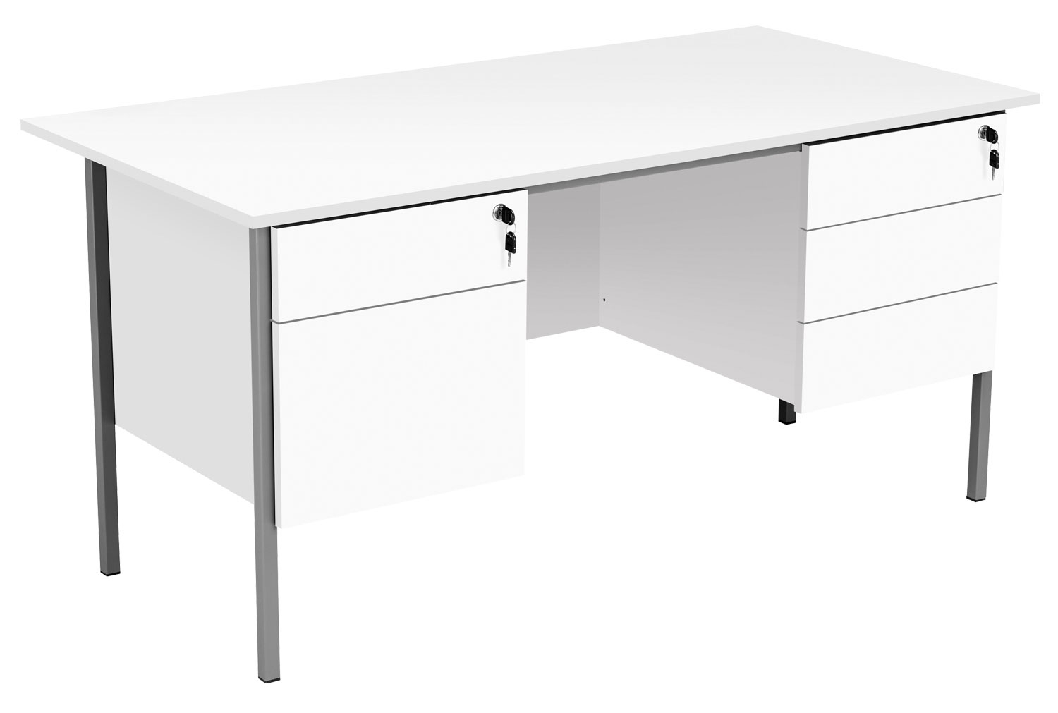 Primo Executive Office Desk, 2+3 Drawer - 180wx75dx73h (cm), White