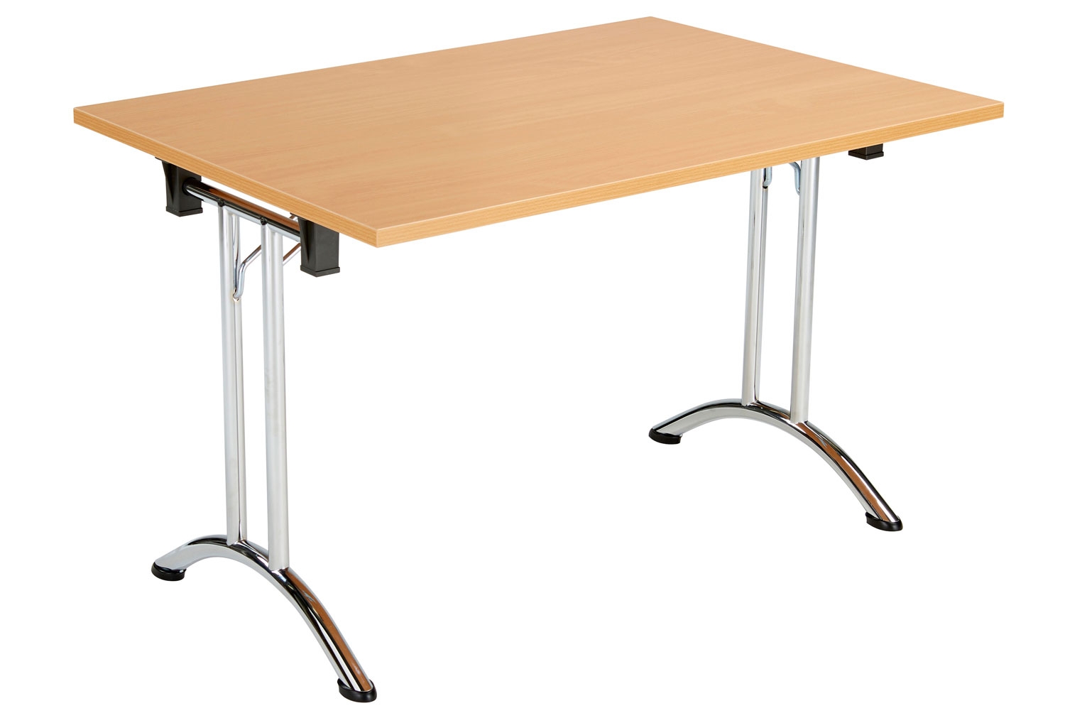 Alliance Rectangular Folding Table, 160wx80dx73h (cm), Chrome Frame, Oak, Fully Installed