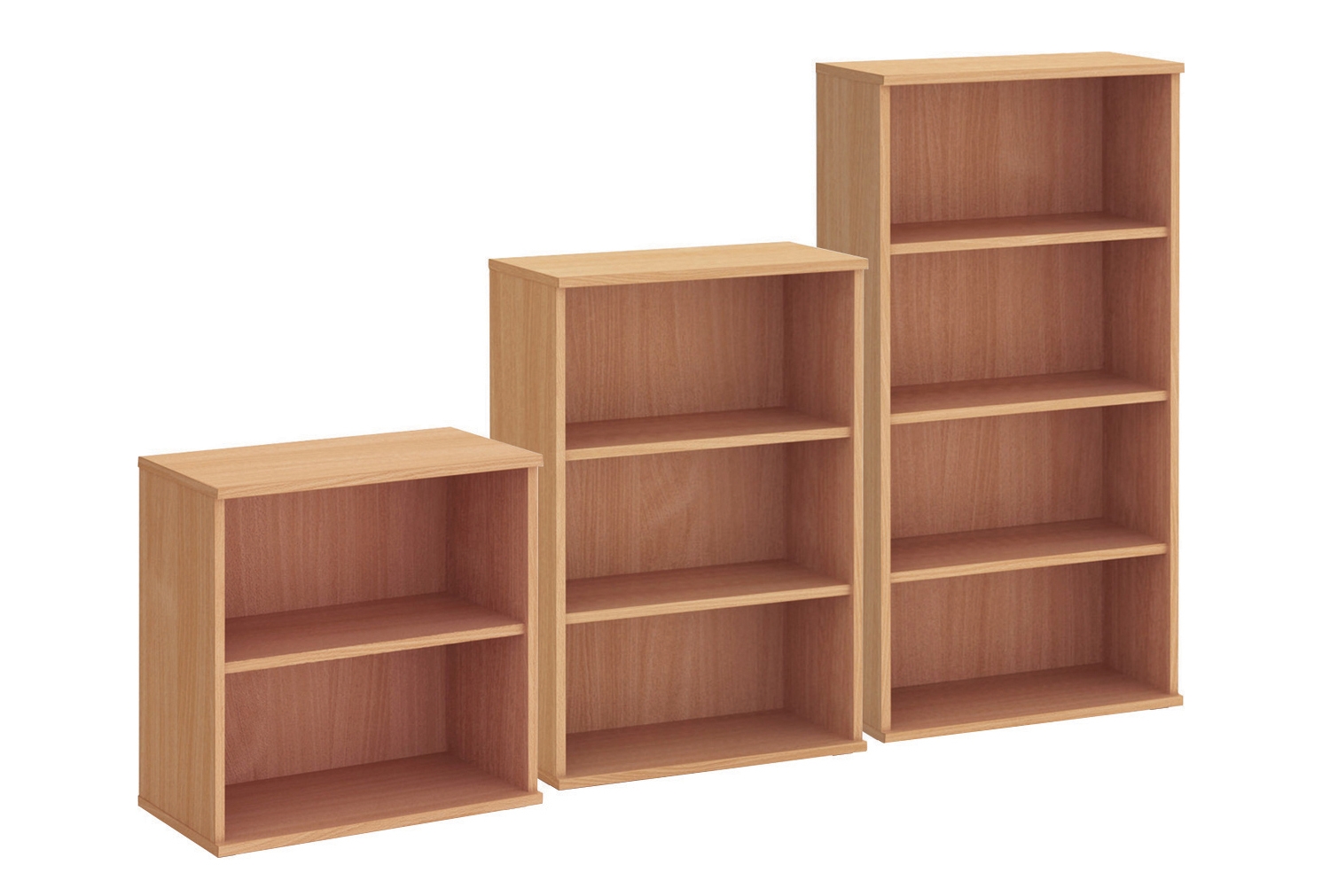 Proteus Office Bookcases, 3 Shelf - 80wx45dx120h (cm), Beech